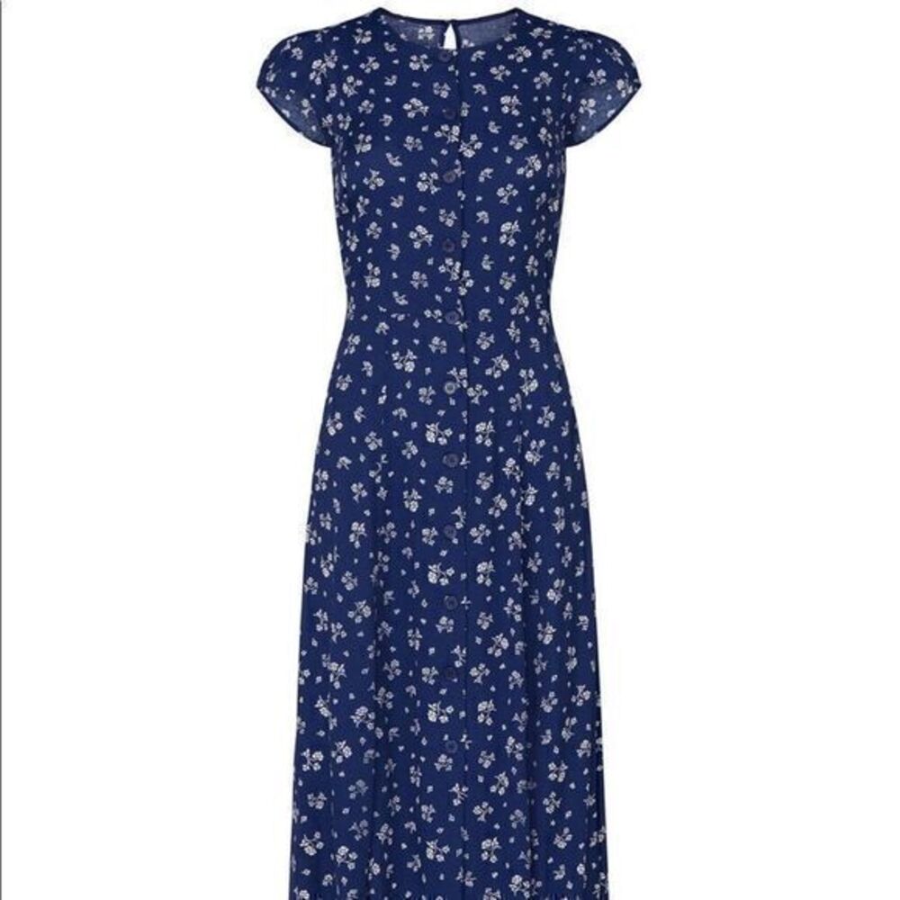Reformation Maison Fauna Floral Blue Dress s - Picture 1 of 5